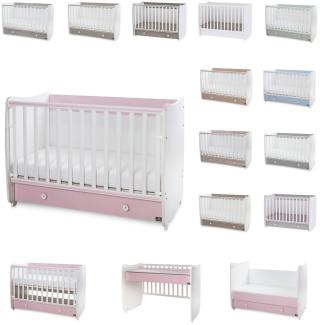 Lorelli Babybett Dream 70 x 140 cm umbaubar Kinderbett Schaukelbett Schreibtisch pink