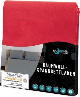 Dreamzie - Spannbettlaken 100x200cm - Baumwolle Oeko Tex Zertifiziert - Rot - 100% Jersey Spannbetttuch 100x200