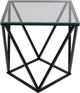 Kare Design Beistelltisch Cristallo Schwarz, Couchtisch, Glasplatte, minimalistisch, quadratisch, hochwertig, 50x50cm
