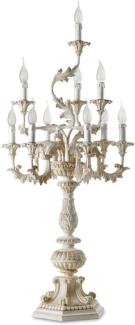 Casa Padrino Luxus Barock Tischleuchte Weiß / Beige Ø 53 x H. 107 cm - Prunkvolle Barockstil Schreibtischleuchte - Luxus Leuchten im Barockstil - Luxus Qualität - Made in Italy