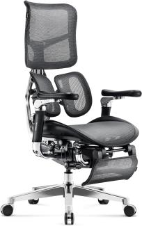 Diablo Brave V-Kinetic Bürostuhl Ergonomisch Schreibtischstuhl Chefsessel mit Fußstütze 5D Armlehnen Netzstoff Lendenwirbelstütze Verstellbarer Sitz Belastbar bis 120 kg (Schwarz)