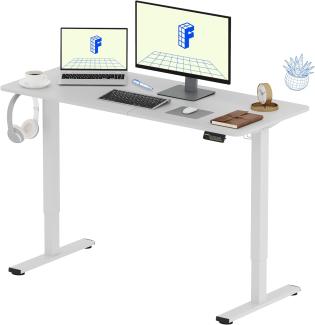 FLEXISPOT Basic Plus 140x60cm Elektrisch Höhenverstellbarer Schreibtisch - Memory-Handsteuerung - Sitz-Stehpult für Büro & Home-Office (weiß, weiß Gestell)