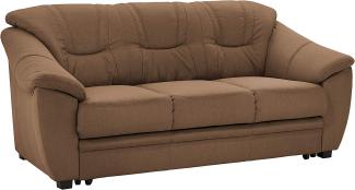 Cavadore 3-Sitzer Sofa Savana / 3er Sofa mit Federkern im klassischen Design / inkl. Bettfunktion / 198 x 90 x 90 / Mikrofaser in Lederoptik Braun