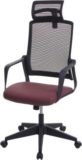 Bürostuhl HWC-J52, Drehstuhl Schreibtischstuhl, ergonomisch Kopfstütze, Kunstleder ~ bordeaux-rot