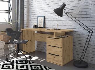 Domando Schreibtisch Luino Modern für Büro Breite 138cm, schwarze Metallgriffe in Artisan Eiche