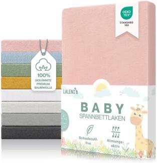 Laleni 2er-Set Premium Spannbettlaken Stubenwagen oval 38x77  cm - Oeko-Tex Zertifiziert, 100% Baumwolle, atmungsaktives Spannbetttuch Jersey Baby, 150 g/m², Rosa