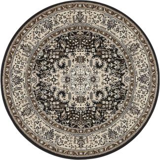 Orientalischer Kurzflor Teppich Skazar Isfahan Creme Braun - 160 cm Durchmesser