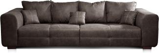 CAVADORE Big Sofa Mavericco / Big Couch im modernen Design in Lederoptik / Inklusive Rückenkissen und Zierkissen / 287 x 69 x 108 cm (BxHxT) / Mikrofaser Anthrazit