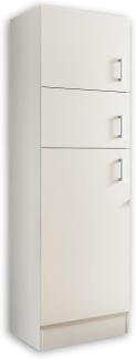 CORNER Moderner Einbauschrank für Kühlschrank in Weiß - Geräumiger Hochschrank Küchenschrank mit viel Stauraum - 60 x 211 x 60 cm (B/H/T)
