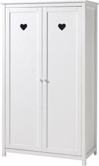 Kleiderschrank >AMORI< in Weiß aus Massiv Kiefer und MDF - 110x190,5x57 (BxHxT)