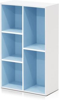 Furinno offenes Bücherregal mit 5 Fächern, holz, Weiß/Hellblau, 49. 5 x 23. 9 x 80 cm