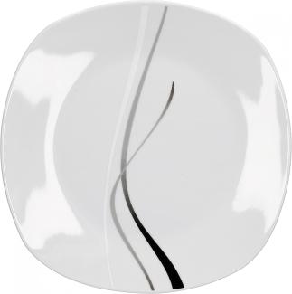 Van Well Speiseteller Silver Night einzeln, Menü-Teller flach, 250 x 250 mm, Linien-Dekor
