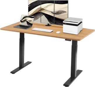 E.For.U® höhenverstellbarer Schreibtisch 180x80 cm, 2 Motoren, elektrisch höhenverstellbares Tischgestell mit 2-Fach-Teleskop, Memory-Steuerung (Schwarz), DT20L mit Tischplatte (Buche)