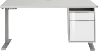 Schreibtisch "5515" aus Spanplatte / Metall in Metall platingrau - platingrau mit einer Schublade und einer Tür. Abmessungen (BxHxT) 150x120x80 cm