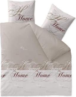 CelinaTex Touchme Biber Bettwäsche 200 x 220 cm 3teilig Baumwolle Bettbezug Sarah Wörter beige braun weiß