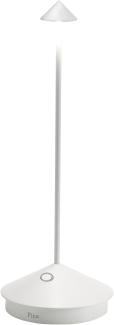 Zafferano, Pina Lamp, Kabellose wiederaufladbare Tischleuchte mit Touch Control, auch als Außenleuchte verwendbar, Dimmer, 2200-3000 K, Höhe 29 cm, Farbe weiß