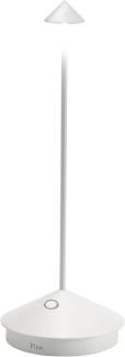 Zafferano, Pina Lamp, Kabellose wiederaufladbare Tischleuchte mit Touch Control, auch als Außenleuchte verwendbar, Dimmer, 2200-3000 K, Höhe 29 cm, Farbe weiß
