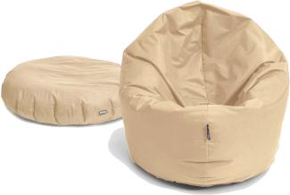 BubiBag XXL Sitzsack, Riesensitzsack für Erwachsene - XXL Sitzsäcke, Sitzkissen oder Gaming Sitzsack, geliefert mit Füllung (145 cm Durchmesser, beige)