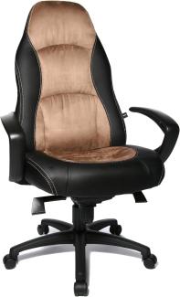 Topstar Speed Chair, Chefsessel, Bürostuhl, Schreibtischstuhl, inkl. Armlehnen, Kunstleder/Mikrofaser, schwarz/hellbraun