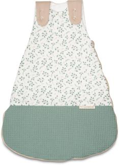 ULLENBOOM Schlafsack Baby 0 bis 3 Monate, 56/62, Floral Grün (Made in EU) - Baby Schlafsack Neugeboren - Ganzjährig für Frühling, Herbst und Winter, Babyschlafsack mit 2,5 TOG