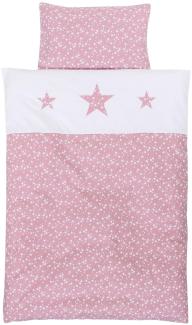 Babybay Kinderbettwäsche Piqué, beere Sterne weiß mit Applikation Stern 100 x 135 cm