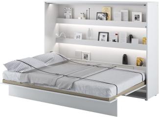 MEBLINI Schrankbett Bed Concept - Wandbett mit Lattenrost - Klappbett mit Schrank - Wandklappbett - Murp hy Bed - Bettschrank - BC-04 - 140x200cm Horizontal - Weiß Matt