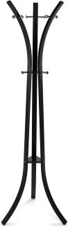 Versa Kiefer Minimalistischer Garderobenständer für den Eingangsbereich, mit 6 Haken oder Kleiderbügeln für Kleider, Maßnahmen (H x L x B) 175 x 58 x 58 cm, Metall, Farbe: Schwarz