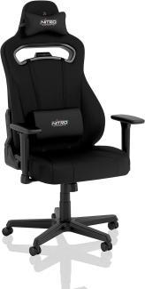 NITRO CONCEPTS E250 Gaming Stuhl - Bürostuhl Ergonomisch Schreibtischstuhl Zocker Stuhl Gaming Sessel Drehstuhl mit Rollen Stoffbezug Belastbarkeit 125 Kilogramm Schwarz