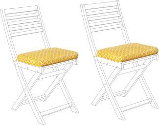 Sitzkissen für Stuhl FIJI 2er Set gelb weiß geometrisches Muster 29 x 38 x 5 cm
