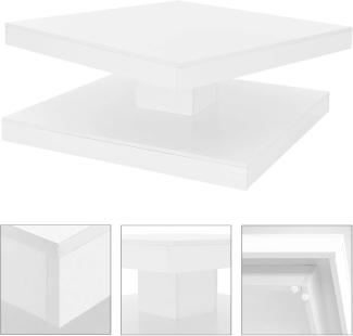 Couchtisch mit 360° drehbarer Tischplatte 78x78x36 Weiß aus Spanplatte ML-Design