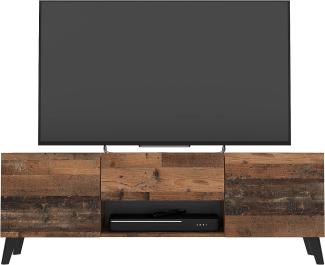 FMD Möbel - BRIGHTON 2 - TV-Board - melaminharzbeschichtete Spanplatte - Old Style dunkel - 140 x 46,5 x 34,5cm