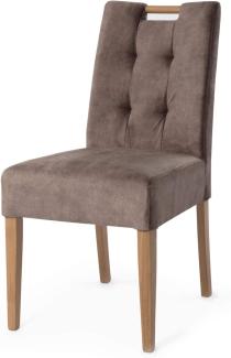 Möbel-Eins ABANO Polsterstuhl mit Griff, Material Massivholz/Bezug Samt braun