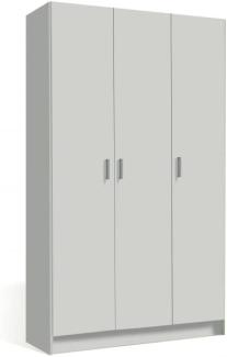 Mehrzweck-Kleiderschrank mit drei Flügeltüren und drei verstellbaren Einlegeböden, Farbe Weiß, Maße 109 x 37 x 180 cm