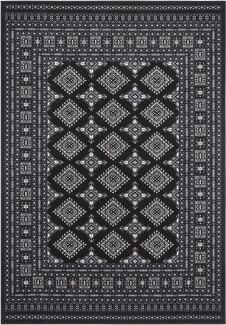 Orientalischer Kurzflor Teppich Sao Buchara Schwarz - 120x170x0,9cm