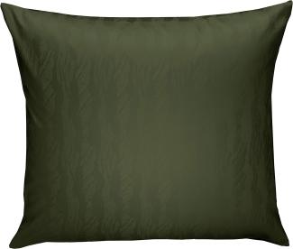 Bettwaesche-mit-Stil Mako Satin Damast Bettwäsche Waves dunkelgrün (oliv) Kissenbezug 40x40cm