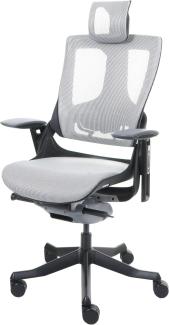 Bürostuhl MERRYFAIR Wau 2, Schreibtischstuhl Drehstuhl, Polster/Netz, ergonomisch ~ weiß-grau, Gestell schwarz