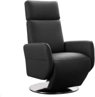 Cavadore TV-Sessel Cobra / Fernsehsessel mit 2 E-Motoren und Akku / Relaxfunktion, Liegefunktion / Ergonomie M / 71 x 110 x 82 / Echtleder Schwarz
