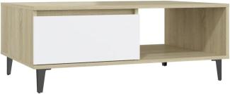 vidaXL Couchtisch Weiß Sonoma-Eiche 90x60x35 cm Spanplatte