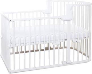babybay Kinderbett-Set weiß lackiert Boxspring Comfort Plus, Matratze medicott Wave + Umbausatzmatra