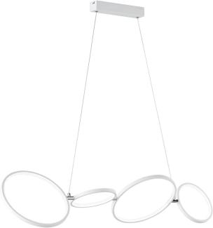 LED RONDO Ringleuchte Balkenpendellampe mit vier hängenden Ringen, weiß matt