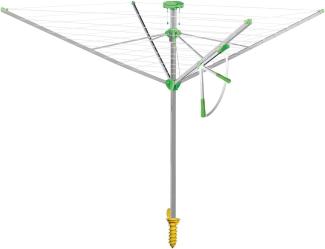 Juwel Aluminium, Wäschespinne Novaplus 600 Easy (für 5-6 Wäscheladungen, Wäscheschirm mit Schutzhülle und Eindreh-Bodenhülse, Einhand-Automatik, Spannweite 2,1 m) 30090, Bekleidung