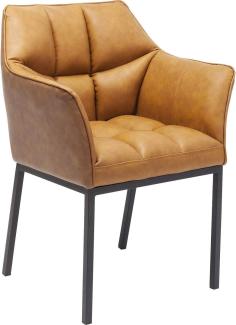 Kare Design Armlehnstuhl Thinktank, brauner Esszimmerstuhl in hochwertiger Lederoptik, bequemer Sitzkomfort durch Polsterung, Vintage Lederstuhl, (H/B/T) 85x62x58cm