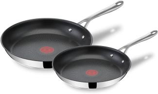 Jamie Oliver by Tefal Cook's Direct On Pfannen-Set 24/28 cm, Antihaft, Induktionstauglich, Backofenfest, Edelstahl, Genieteter Griff, E304S244