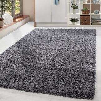 HomebyHome Shaggy Hochflor Wohnzimmerteppich Läufer 100x200 cm Grau - Flur Teppich Flauschig, Modern, Plüsch und Extra Weich - Ideal als Bettvorleger im Schlafzimmer und als Küchenläufer