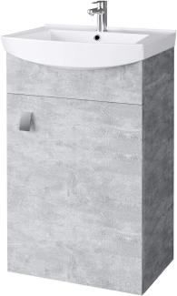 Waschbecken mit Waschbeckenunterschrank/Waschtisch-Unterschrank 45cm Gäste Bad WC (Beton)