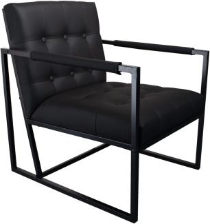 SVITA Jones Cocktail-Sessel Loungesessel gepolstert mit Stahl-Rahmen Kunstleder Schwarz