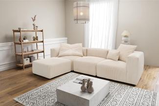 DOMO Collection Malia Ecksofa, Modulsofa in L-Form, bestehend aus 4 Modulen, Sofa, Couch, beige, 301 x 193 cm