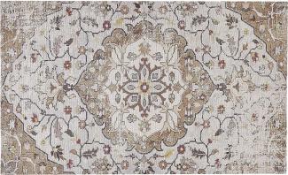 Teppich beige / braun 140 x 200 cm Blumenmuster Kurzflor KATTAKKADA