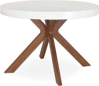 Menzzo Myriade Tisch ausziehbar, Metall, Holz/Weiß, Einheitsgröße