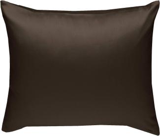 Bettwaesche-mit-Stil Mako-Satin / Baumwollsatin Bettwäsche uni / einfarbig dunkelbraun Kissenbezug 50x50 cm